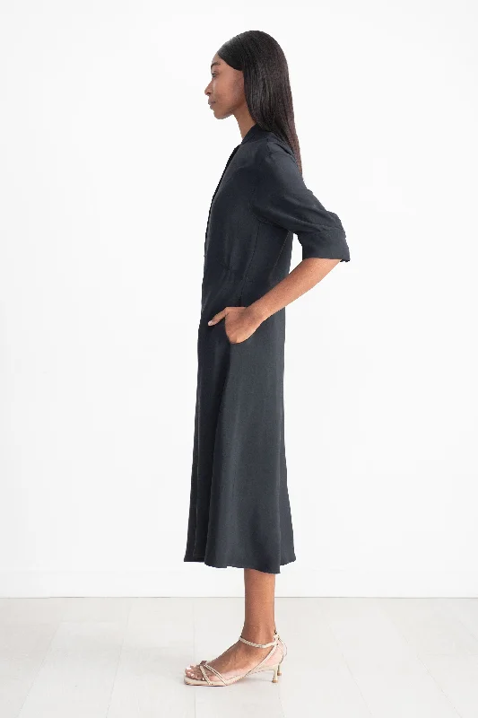 Sabo Half Placket Shirt Dress, Dark Navy