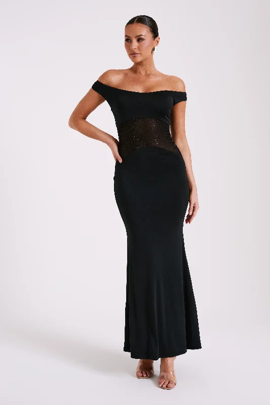 Desmond Slinky Maxi Dress With Diamante - Black