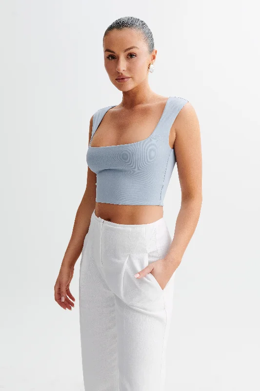 Linley Recycled Nylon Cropped Top - Dusty Blue