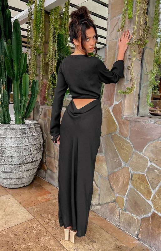 Reyna Black Long Sleeve Maxi Dress