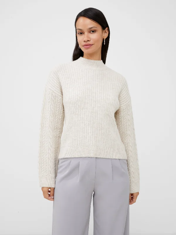 Cable Knit Arm High Neck Jumper