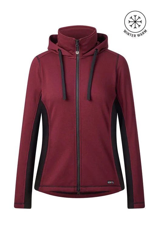 Double Take Full Zip Fleece Hoodie - Sangria