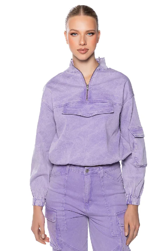 LAVENDAR DREAMS COLLARED OVERSIZED SWEATSHIRT