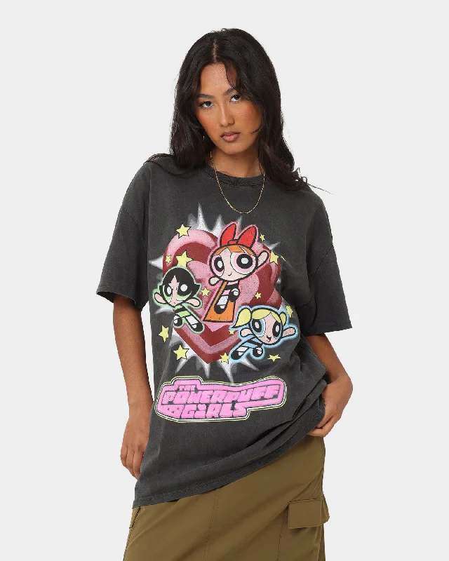 American Thrift X Powerpuff Girls Powerpuff Group Vintage T-Shirt Black Wash