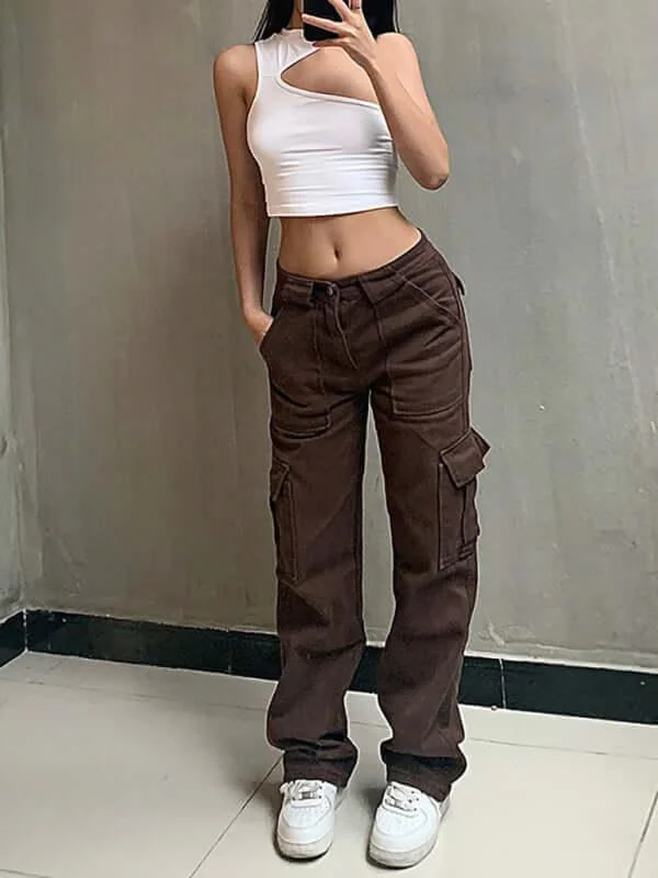 Casual Wide Leg Women Cargo Pants