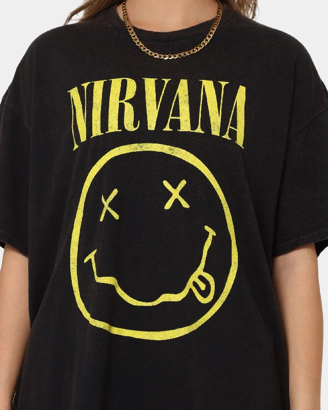 Nirvana Smiley Vintage Tee Washed Black