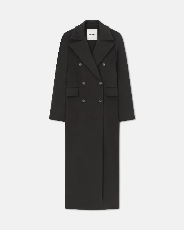 Damira - Double Wool And Silk Coat - Anthracite