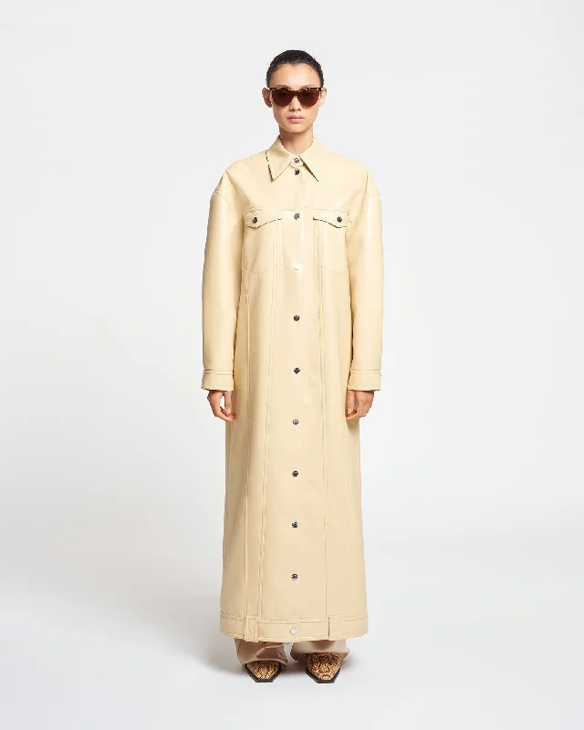 Keano - Regenerated Leather Coat - Vintage Creme