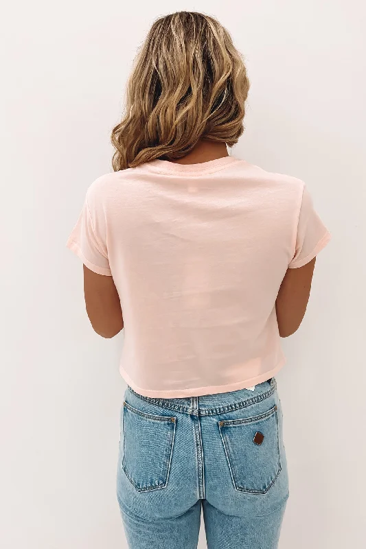 Rusty Essentials Classic Slim Crop Tee Pastel Pink