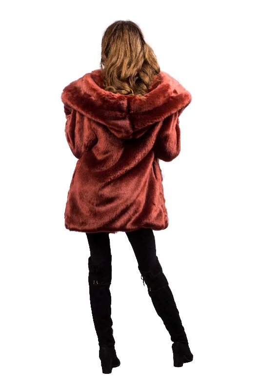 Women's Short Desert Warrior Coat in ""Scarlet"" Chinchilla