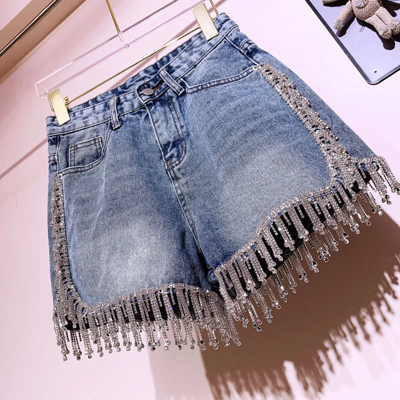 Diamond Tassel Jean Shorts