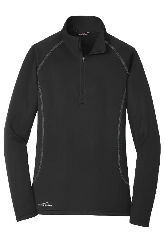 Eddie Bauer Womens Smooth Fleece 1/4 Zip Sweatshirt - Black