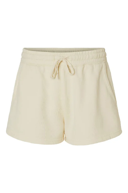 Independent Trading Co. Womens California Wave Wash Fleece Shorts w/ Pockets - Bone - NEW