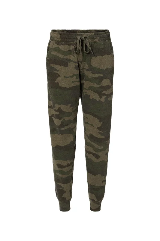 Independent Trading Co. Womens California Wave Wash Sweatpants w/ Pockets - Heather Forest Green Camo - NEW