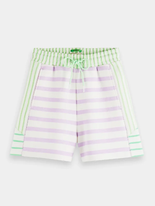 Mixed printed stripe sweatshorts