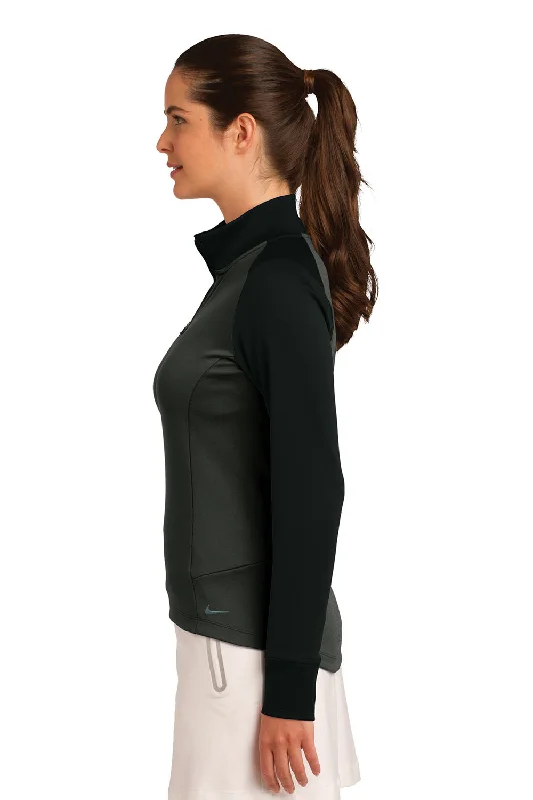 Nike Womens Dri-Fit Moisture Wicking 1/4 Zip Sweatshirt - Anthracite Grey/Black