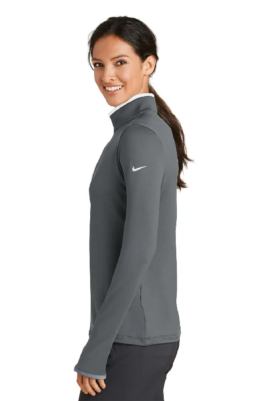 Nike Womens Dri-Fit Moisture Wicking 1/4 Zip Sweatshirt - Dark Grey/White