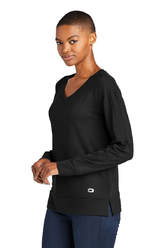 Ogio Womens Luuma Flex V-Neck Sweatshirt - Blacktop