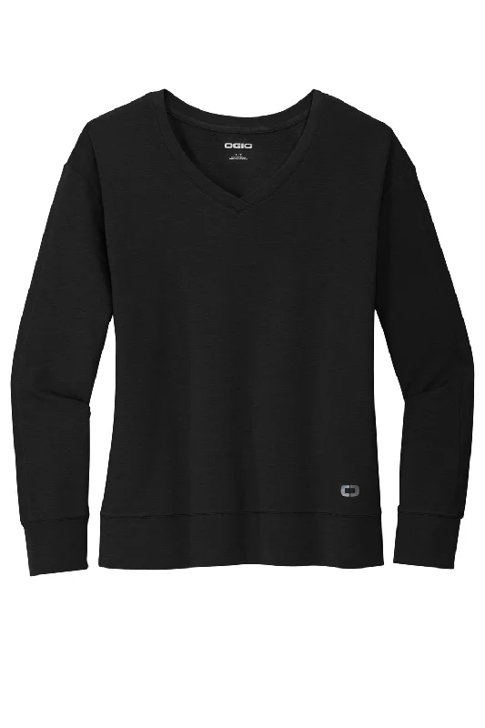 Ogio Womens Luuma Flex V-Neck Sweatshirt - Blacktop