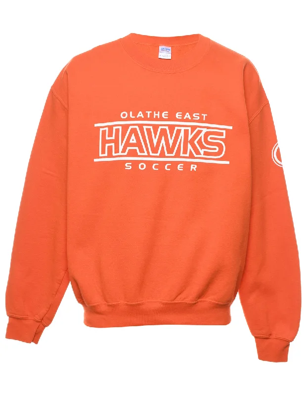 Orange Olathe East Hawks Soccer Printed Sweatshirt - M