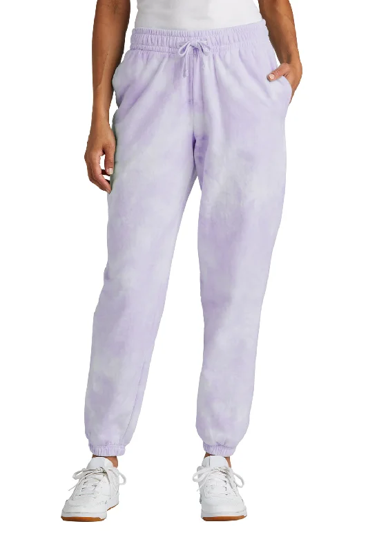 Port & Company Womens Beach Wash Tie Dye Sweatpants w/ Pockets - Amethyst Purple