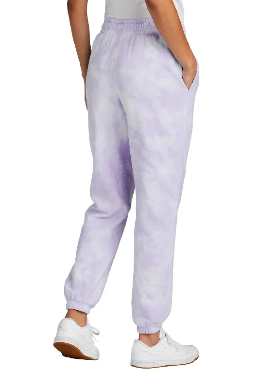 Port & Company Womens Beach Wash Tie Dye Sweatpants w/ Pockets - Amethyst Purple