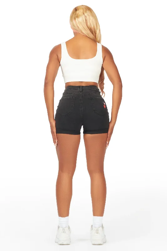 Corina Black Denim Short