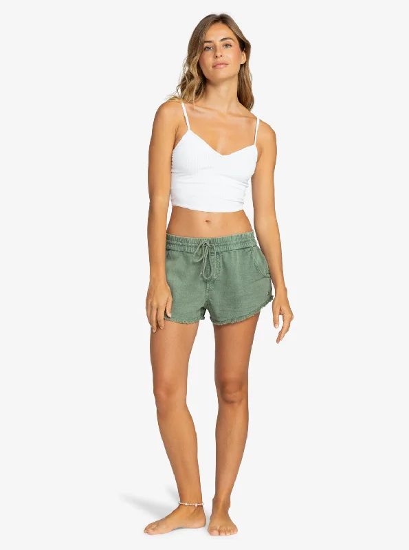 Scenic Route Elastic Waist Shorts - Agave Green